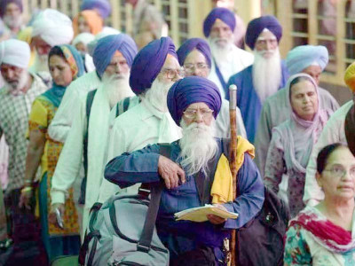 help desks set up to facilitate sikh pilgrims