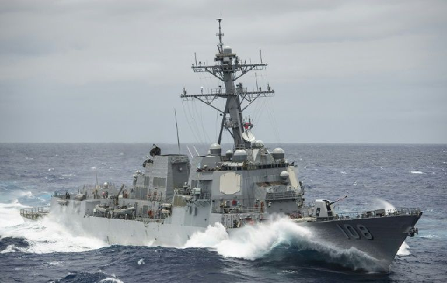 guided missile cruiser uss wayne e meyer passed the paracel islands on thursday photo afp