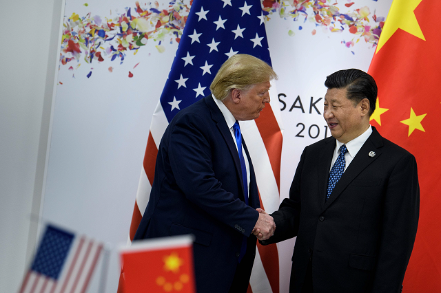 us president donald trump attends a bilateral meeting with chinese president xi jinping not pictured on the sidelines of the g20 summit in osaka on june 29 2019 photo afp