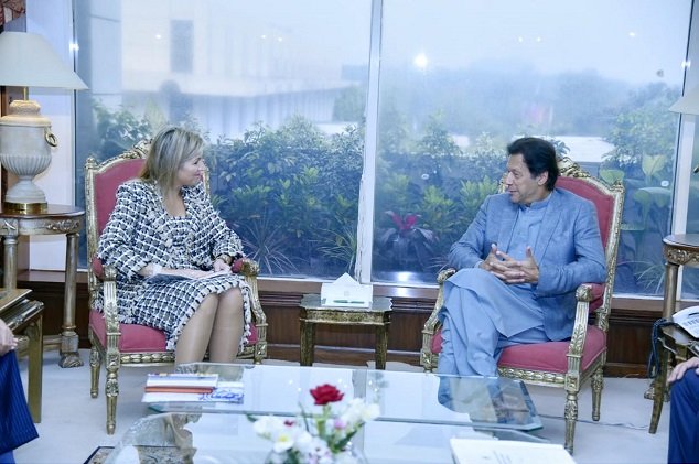 prime minister imran khan meets her majesty queen maxima of netherlands at pm office islamabad on tuesday photo pid