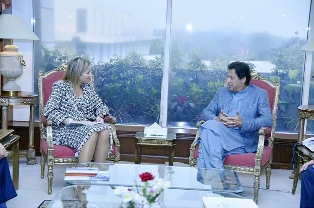 prime minister imran khan meets her majesty queen maxima of netherlands at pm office islamabad on tuesday photo pid prime minister imran khan meets her majesty queen maxima of netherlands at pm office islamabad on tuesday photo pid