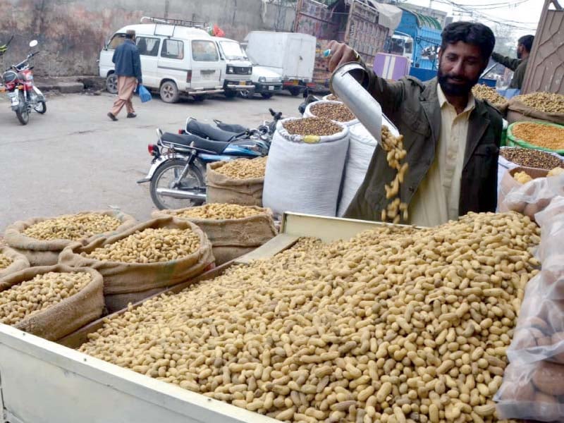 a vendor arranges peanuts on his stall in rawalpindi photo agha mehroz express