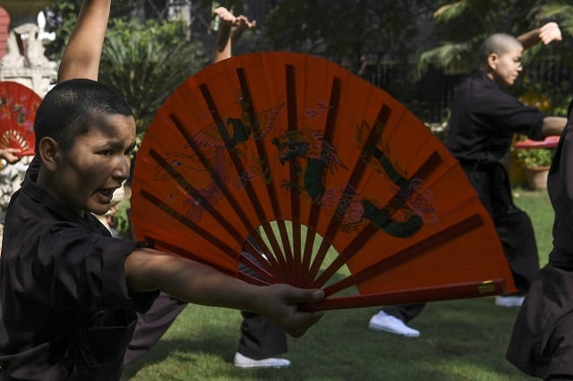 in this photo members of the kung fu nuns group demonstrate their skills in new delhi photo afp in this photo members of the kung fu nuns group demonstrate their skills in new delhi photo afp