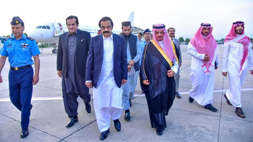 saudi deputy minister of interior dr nasir bin abdul aziz al dawood with his pakistani counterpart rana sanaullah photo radio pakistan