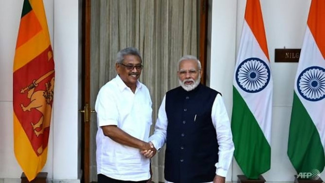 sri lanka 039 s president gotabaya rajapaksa l greets india 039 s prime minister narendra modi photo afp file
