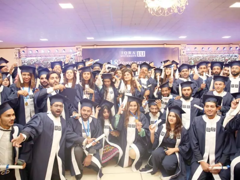 as many as 840 graduating students were awarded degrees at the 18th convocation of iqra university on tuesday degrees were conferred upon bachelors masters and phd students photo express as many as 840 graduating students were awarded degrees at the 18th convocation of iqra university on tuesday degrees were conferred upon bachelors masters and phd students photo express