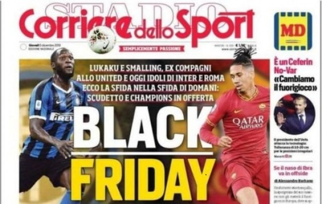 the headline was posted in bold letters on the newspaper s front page along with a picture of the two black players photo courtesy corriere dello sport