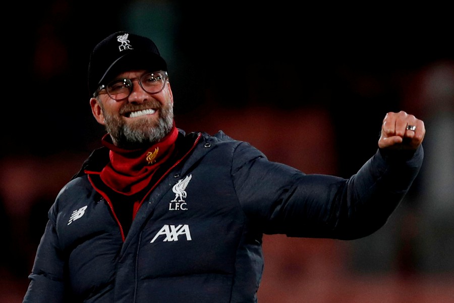 liverpool 039 s german manager jurgen klopp celebrates their victory during the english premier league football match between bournemouth and liverpool at the vitality stadium in bournemouth southern england on december 7 2019 photo afp