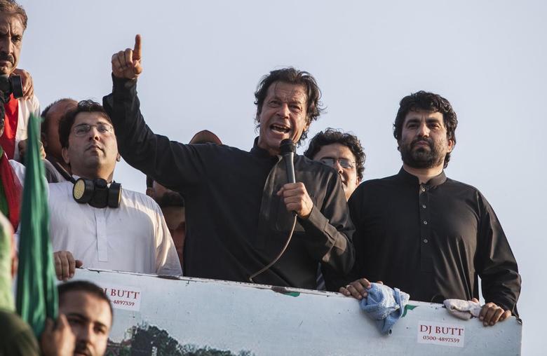 a reuters file photo of imran khan at the pti dharna in 2014