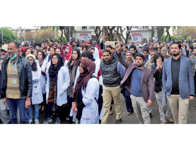 doctors march on muree road in rawalpindi to protest against the pic incident photo express