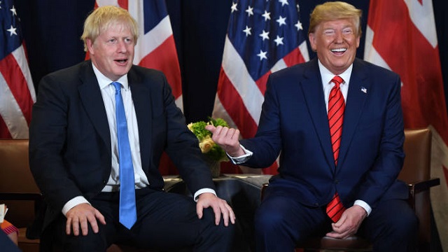 uk prime minister boris johnson left and us president donald trump at a meeting on the sidelines of the un general assembly in new york in september photo afp file