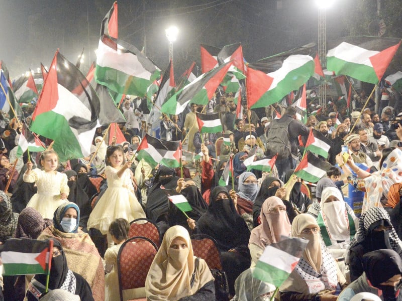 jamaat e islami supporters take to the streets of karachi to celebrate the historic ceasefire deal between israel and hamas photo jalal qureshi express