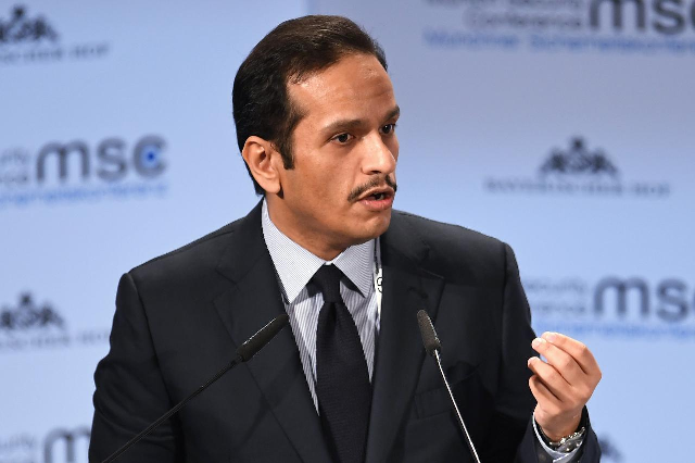 qatar 039 s foreign minister sheikh mohammed bin abdulrahman al thani speaks during the annual munich security conference in munich photo reuters