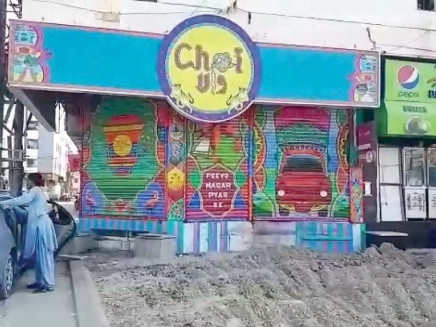 officials dug up the ground outside various tea shops on saturday to stop them from putting out tables and chairs for customers making it difficult for the shops to continue operating photo express