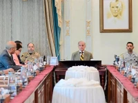 prime minister shehbaz sharif pictured in a meeting during the launch of the artificial intelligence based prime minister office system pmos pmo