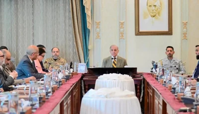 prime minister shehbaz sharif pictured in a meeting during the launch of the artificial intelligence based prime minister office system pmos pmo