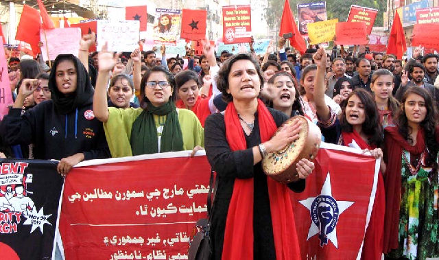 students shouting slogans for restoration of student 039 s union during students solidarity march organised by student 039 s action committee women democratic front and others photo online