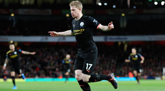 kevin de bruyne scored twice and teed up raheem sterling as gunners crumbled to another humiliating home defeat photo afp kevin de bruyne scored twice and teed up raheem sterling as gunners crumbled to another humiliating home defeat photo afp