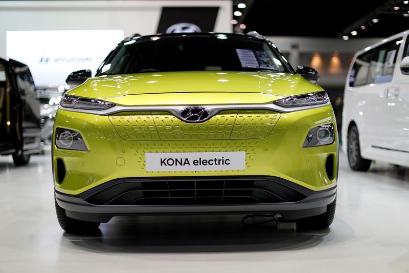 the hyundai kona electric is seen during the media day of the 41st bangkok international motor show thailand july 14 2020 photo reuters