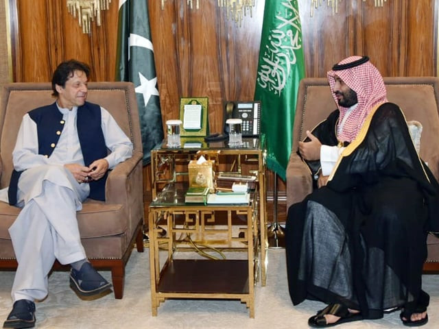 pm imran meets saudi crown prince mohammed bin salman in riyadh photo pid file