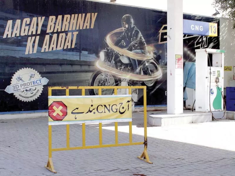 a sign outside a closed cng station says the gas supply is suspended for the day cng stations across the province have been told to remain closed for another 24 hours by the ssgc photo nni a sign outside a closed cng station says the gas supply is suspended for the day cng stations across the province have been told to remain closed for another 24 hours by the ssgc photo nni