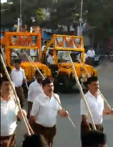 several thousand baton wielding volunteers from a hindu hardline group held rally in support of govt several thousand baton wielding volunteers from a hindu hardline group held rally in support of govt