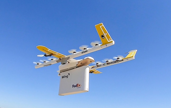 handout image shows a first of its kind drone delivery photo afp