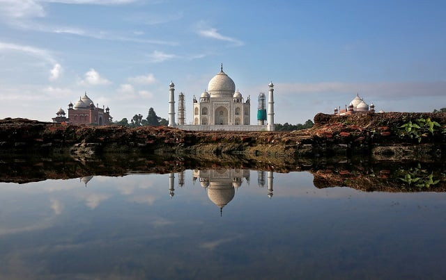 the taj mahal is reflected in a puddle in agra india august 9 2016 photo reuters