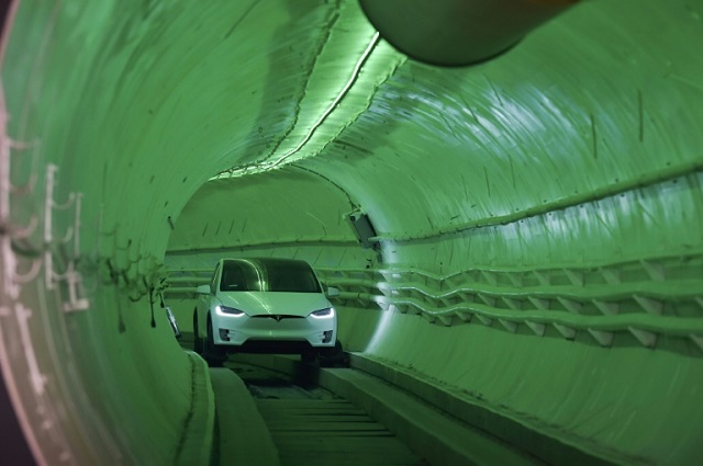 enterpreneur elon musk here in a modified tesla electric vehicle at his boring company 039 s california test site in december 2018 expects the first commercial version of the people moving tunnel to open in 2020 in las vegas photo afp