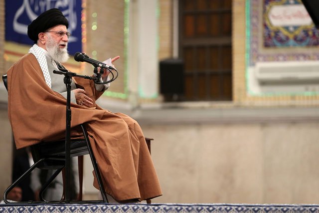 a handout picture provided by the office of iran 039 s supreme leader ayatollah ali khamenei on january 1 2020 shows him delivering a speech during a gathering in the capital tehran