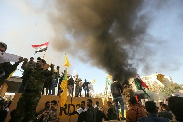 pro iran demonstrators marched unimpeded through baghdad 039 s usually high security green zone and stormed the us embassy photo afp pro iran demonstrators marched unimpeded through baghdad 039 s usually high security green zone and stormed the us embassy photo afp