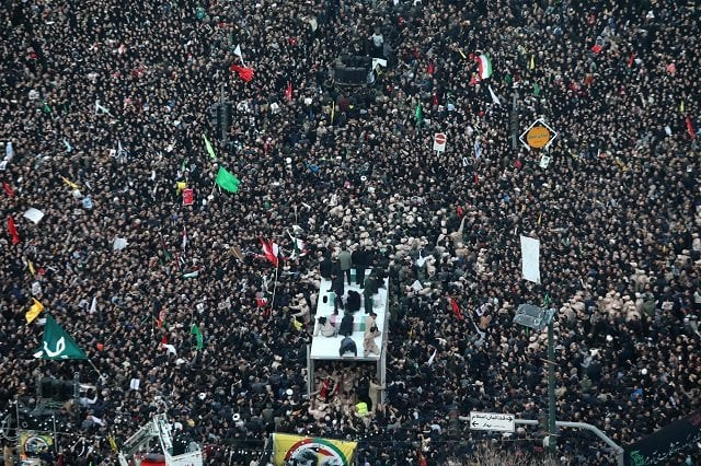 iranians gather in the northeastern city of mashhad to pay homage to slain major general qasem soleimani after he was killed in a us strike in baghdad on january 5 2020 photo afp iranians gather in the northeastern city of mashhad to pay homage to slain major general qasem soleimani after he was killed in a us strike in baghdad on january 5 2020 photo afp