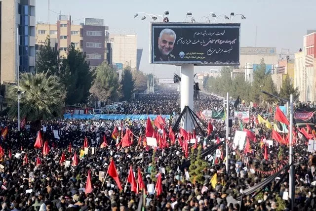 iranian people attend a funeral procession and burial for iranian major general qassem soleimani head of the elite quds force who was killed in an air strike at baghdad airport at his hometown in kerman iran january 7 2020 photo reuters iranian people attend a funeral procession and burial for iranian major general qassem soleimani head of the elite quds force who was killed in an air strike at baghdad airport at his hometown in kerman iran january 7 2020 photo reuters
