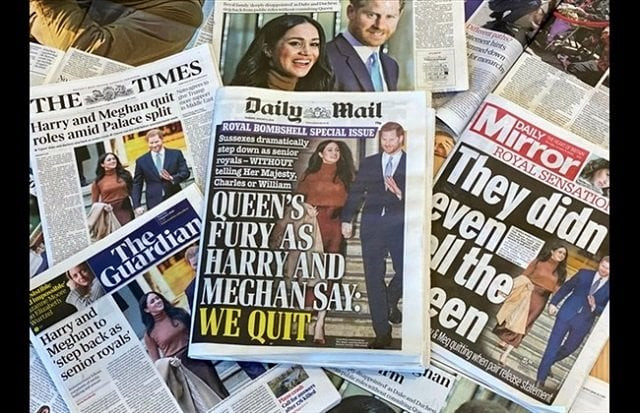 an arrangement of uk daily newspapers photographed as an illustration in london on january 9 2020 shows front page headlines reporting on the news that britain 039 s prince harry duke of sussex and his wife meghan duchess of sussex plan to step back as quot senior quot members of the royal family photo afp an arrangement of uk daily newspapers photographed as an illustration in london on january 9 2020 shows front page headlines reporting on the news that britain 039 s prince harry duke of sussex and his wife meghan duchess of sussex plan to step back as quot senior quot members of the royal family photo afp