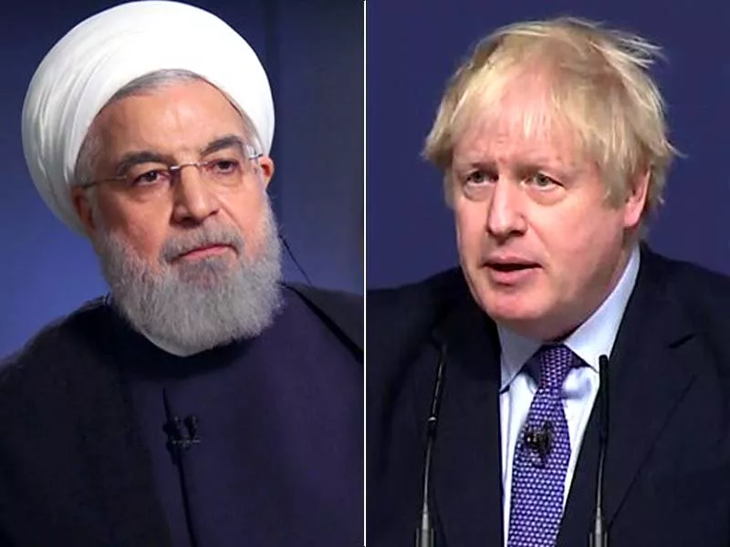 iran 039 s president hassan rouhani and uk prime minister boris johnson photo file iran 039 s president hassan rouhani and uk prime minister boris johnson photo file