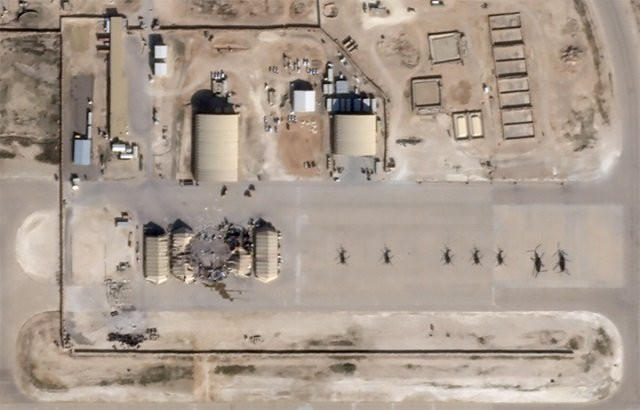 what appears to be new damage at al asad air base in iraq is seen in a satellite picture taken january 8 2020 photo reuters