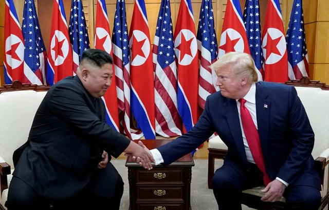 us president donald trump shakes hands with north korean leader kim jong un as they meet at the demilitarized zone separating the two koreas in panmunjom south korea june 30 2019 photo reuters