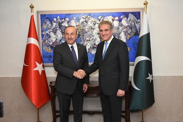 a file photo of foreign minister shah mehmood qureshi and turkish foreign minister mevlut cavusoglu