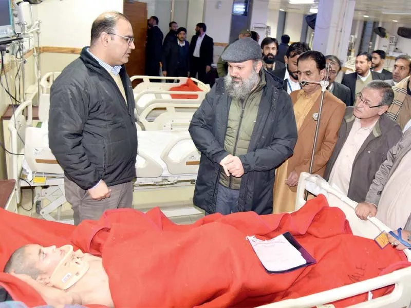 chief minister jam kamal meets an injured of quetta mosque blast photo express chief minister jam kamal meets an injured of quetta mosque blast photo express