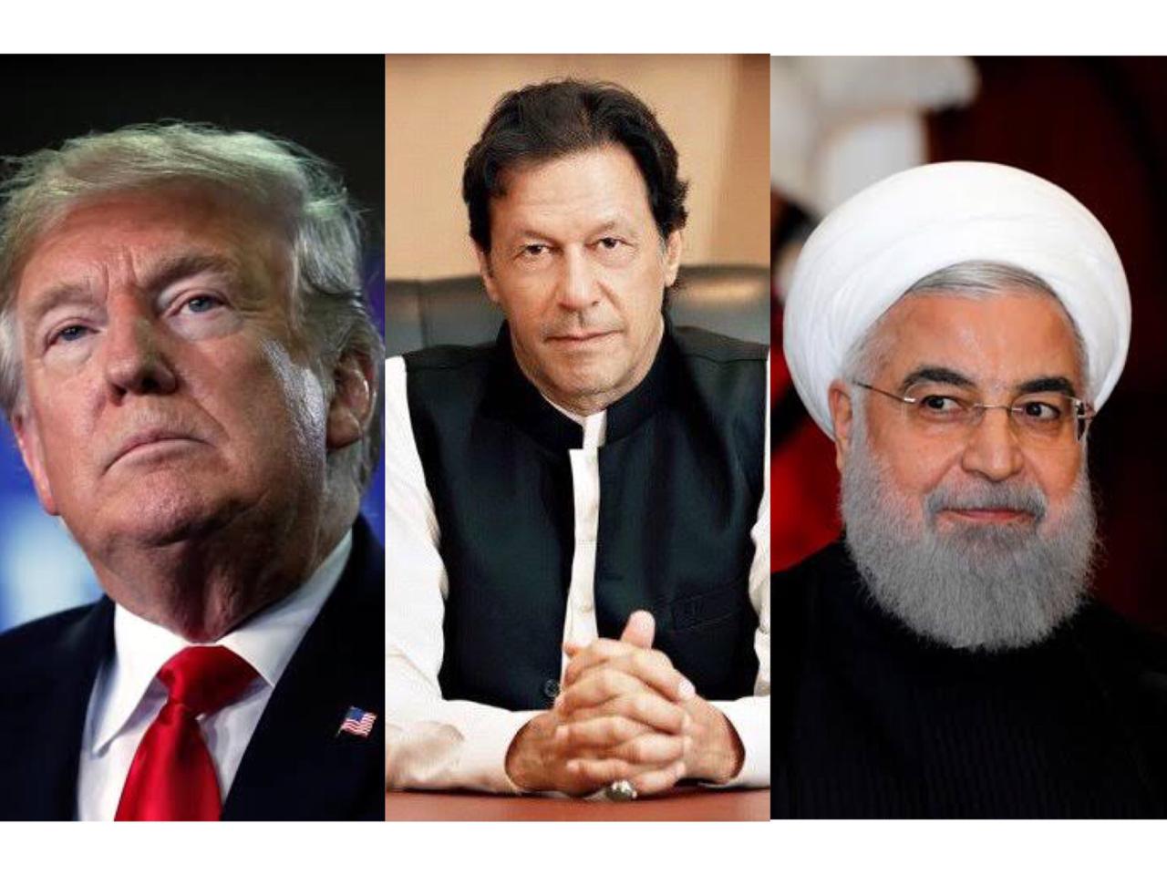 file photos of us president trump l pm imran khan c and iranian president rouhani r