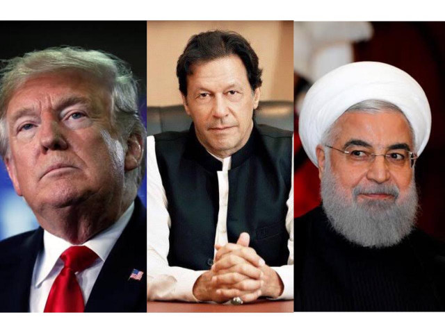 file photos of us president trump l pm imran khan c and iranian president rouhani r file photos of us president trump l pm imran khan c and iranian president rouhani r