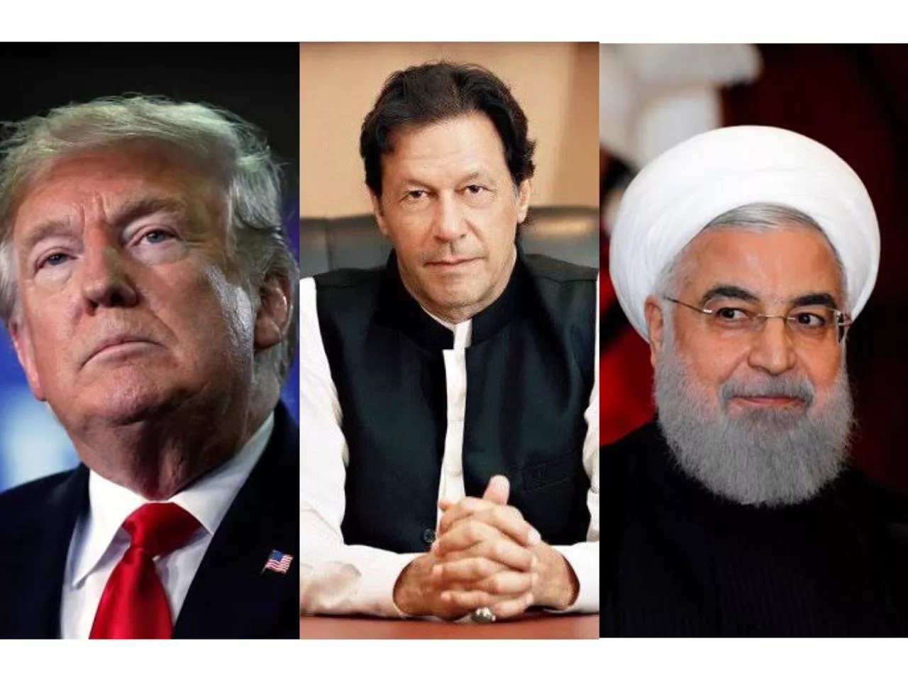 file photos of us president trump l pm imran khan c and iranian president rouhani r file photos of us president trump l pm imran khan c and iranian president rouhani r