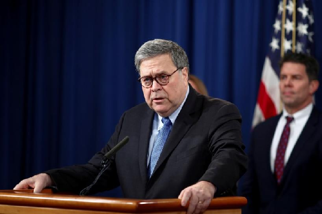 us attorney general william barr and fbi deputy director david bowdich announce the findings of the criminal investigation into the dec 6 2019 shooting photo reuters