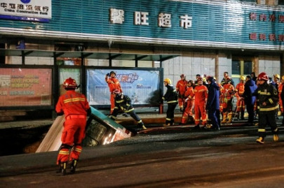 huge sinkhole swallows bus kills six in china
