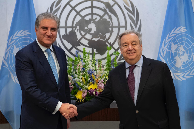 foreign minister shah mahmood qureshi with un secretary general antonio guterres