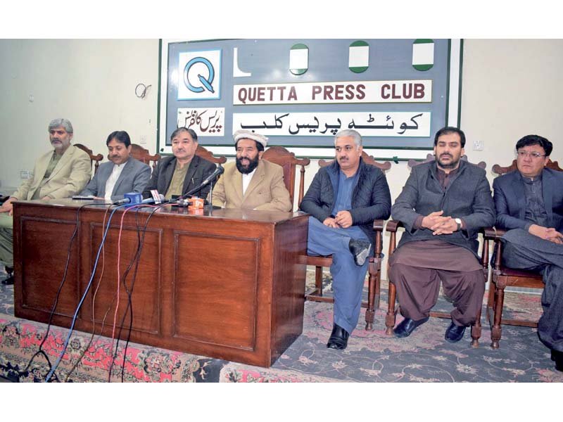 provincial leaders address a joint news conference at quetta press club photo express