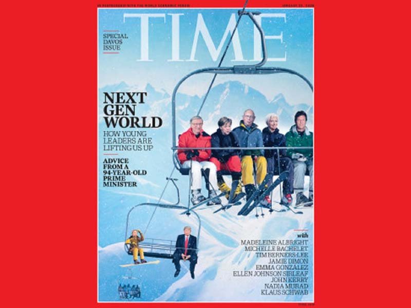 the illustration shows the country 039 s premier on chairlift with swiss alps in the background photo time magazine