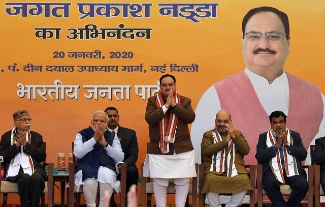 jagat prakash nadda c newly elected president of india 039 s ruling bjp gestures after taking charge as the president during a ceremony at the party 039 s headquarters in new delhi photo reuters jagat prakash nadda c newly elected president of india 039 s ruling bjp gestures after taking charge as the president during a ceremony at the party 039 s headquarters in new delhi photo reuters