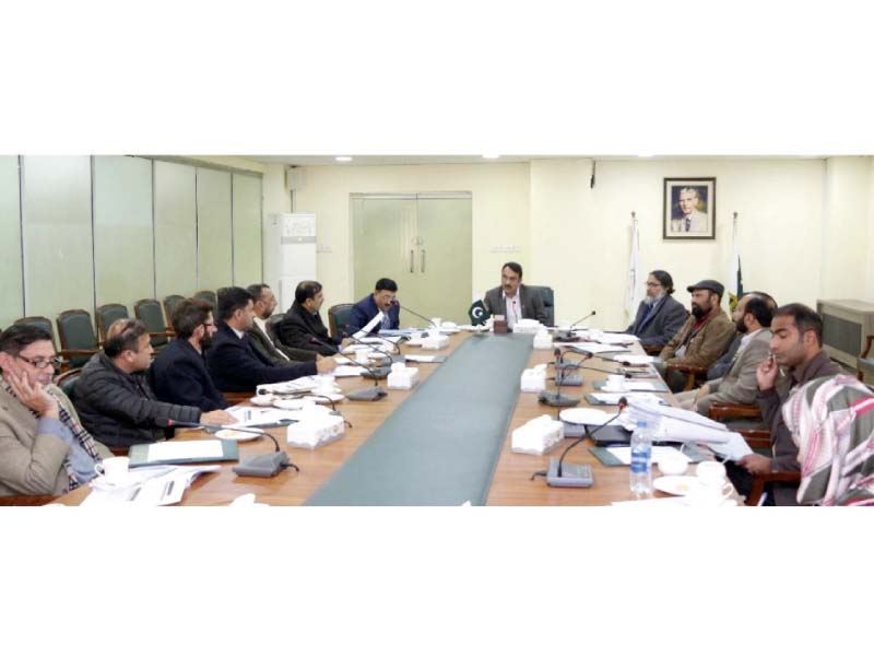 navttc executive director dr nasir khan chairs a meeting on implementation of matric  tech scheme at navttc headquarters photo express