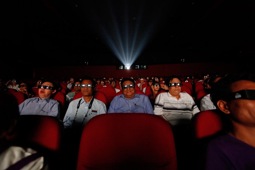 people watch a 3d movie at the newly opened minglar cinema in yangon myanmar on april 19 2012 photo reuters